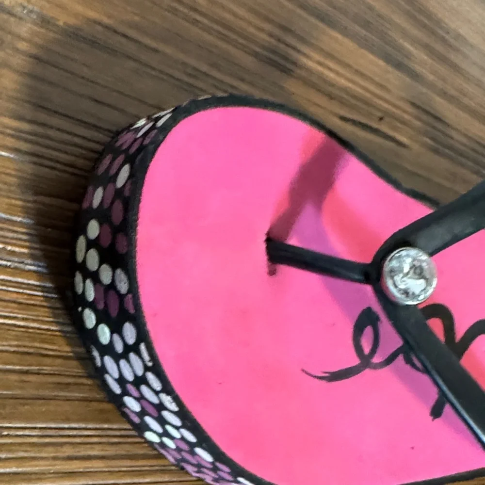 Mambo Pink Platform Flip Flop Sandals with Rhinestone Accent - Picture 6 of 10